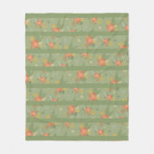 Pastel beige groene munt floral stripe patroon fleece deken (Voorkant)