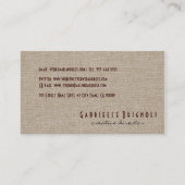 Pastel Beige Natuurlijke Linnen Burlap stof Look Visitekaartje (Achterkant)