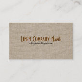 Pastel Beige Natuurlijke Linnen Burlap stof Look Visitekaartje (Voorkant)