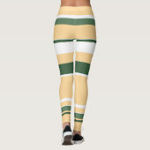 Pastel Beige Olive Green White Lines Stripes Leggings (Achterkant)