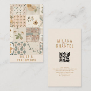 Pastel Beige Quilt Patchwork Handgemaakte Kleding Visitekaartje