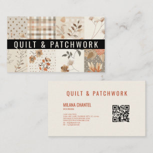 Pastel Beige Quilt Patchwork Handgemaakte Kleding Visitekaartje