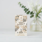 Pastel Beige Quilt Patchwork Handgemaakte Kleding Visitekaartje (Staand voorkant)