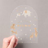 Pastel Beige Schattige Illustratief Baby shower Acryl Uitnodigingen (Insitu (Draagbaar))