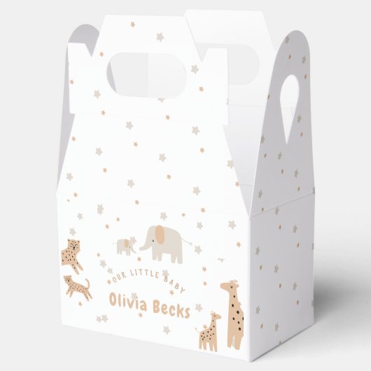Pastel Beige Schattige Illustratief Baby shower Bedankdoosjes (Geopend)