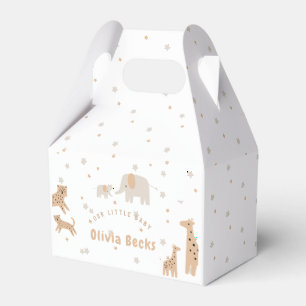 Pastel Beige Schattige Illustratief Baby shower Bedankdoosjes