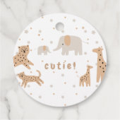 Pastel Beige Schattige Illustratief Baby shower Bedankjes Labels (Achterkant)