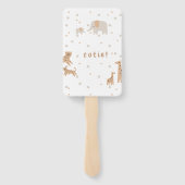 Pastel Beige Schattige Illustratief Baby shower Handwaaier (Achterkant)