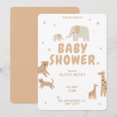 Pastel Beige Schattige Illustratief Baby shower Kaart (Voorkant / Achterkant)