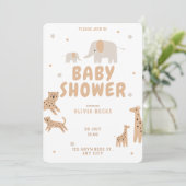 Pastel Beige Schattige Illustratief Baby shower Kaart (Staand voorkant)