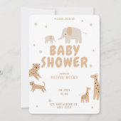 Pastel Beige Schattige Illustratief Baby shower Kaart (Voorkant)