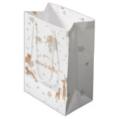 Pastel Beige Schattige Illustratief Baby shower Medium Cadeauzakje (Voorkant Gekanteld)