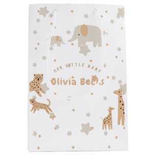 Pastel Beige Schattige Illustratief Baby shower Medium Cadeauzakje