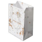 Pastel Beige Schattige Illustratief Baby shower Medium Cadeauzakje (Achterkant Gekanteld)