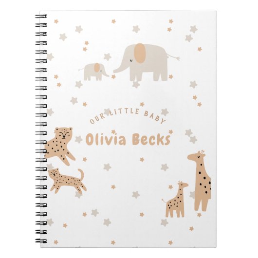 Pastel Beige Schattige Illustratief Baby shower Notitieboek (Voorkant)