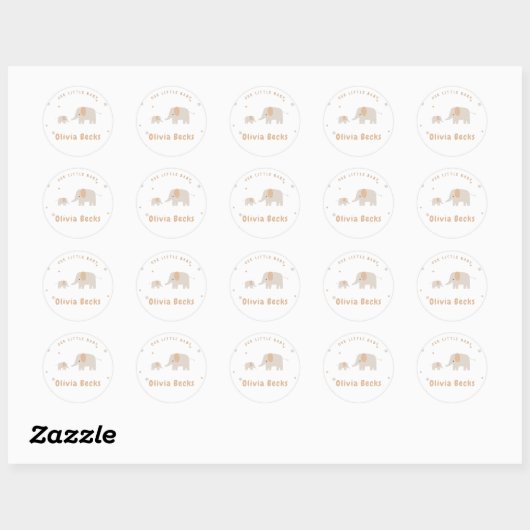 Pastel Beige Schattige Illustratief Baby shower Ronde Sticker (Vel)