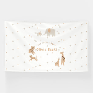 Pastel Beige Schattige Illustratief Baby shower Spandoek
