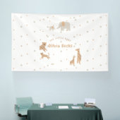 Pastel Beige Schattige Illustratief Baby shower Spandoek (Beurs)