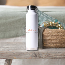 Pastel belettering naam patroon waterfles