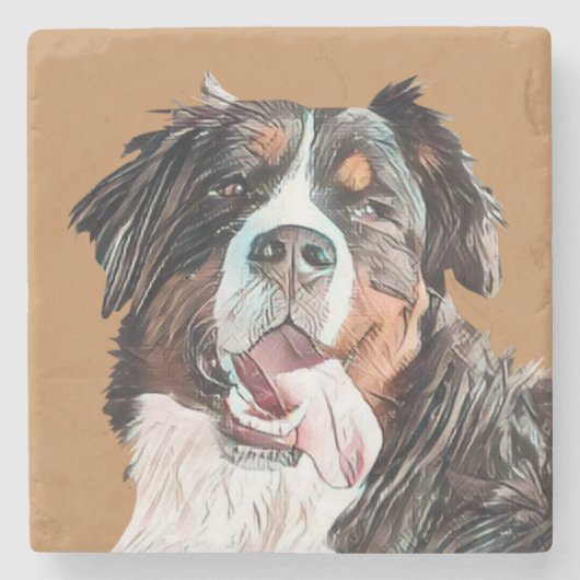 Pastel Bernese Mountain Dog Marble Onderzetter (Voorkant)
