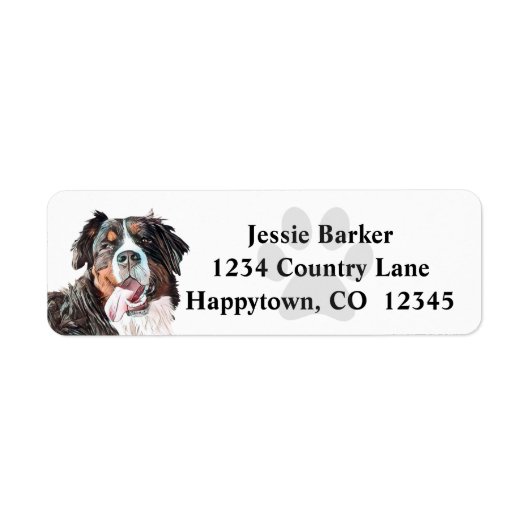Pastel Bernese Mountain Dog Return Label (Voorkant)