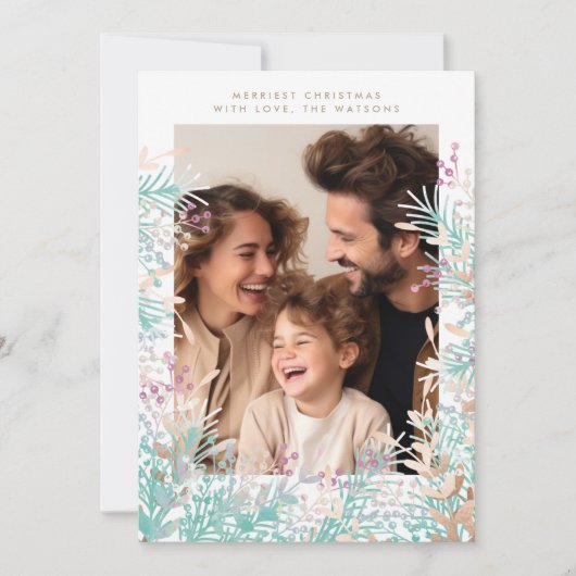 Pastel Berries Lijst kerstfeestdag fotokaart Feestdagenkaart (Voorkant)