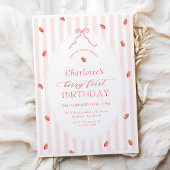Pastel Berry First Birthday Invitation Kaart