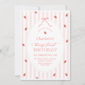 Pastel Berry First Birthday Invitation Kaart (Voorkant)