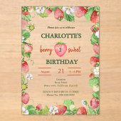 Pastel Berry Sweet Eerste Verjaardag Acryl Uitnodigingen (Voorkant)