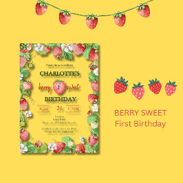 Pastel Berry Sweet Eerste Verjaardag Acryl Uitnodigingen