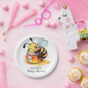 Pastel Betoverde Bijen Baby shower Papieren Bordje