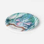 Pastel betoverde Dragon Verjaardag Papieren Bordje (Gekanteld)