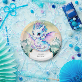 Pastel betoverde Dragon Verjaardag Papieren Bordje
