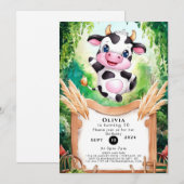 Pastel betoverde Koe Verjaardag Kaart (Voorkant / Achterkant)