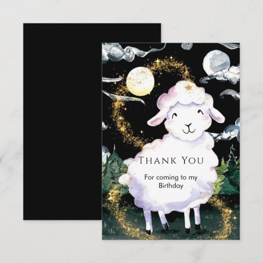 Pastel betoverde schapen verjaardag bedankkaart (Voorkant / Achterkant)