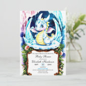 Pastel bewerkbaar Dragon Baby shower Kaart (Staand voorkant)