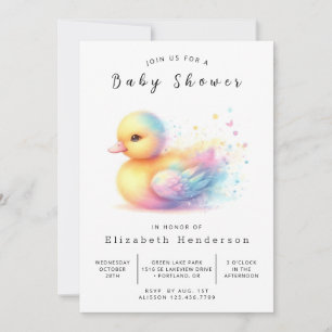 Pastel bewerkbaar Eend Baby shower Kaart