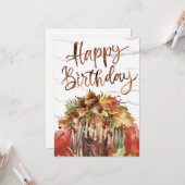 Pastel Bewerkbaar Seizoen Herfst Herfst Gelukkige Kaart (Voorkant / Achterkant in situ)