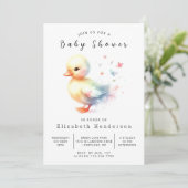 Pastel Bewerkbare Eend Baby Shower Kaart (Staand voorkant)