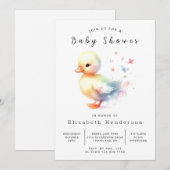 Pastel Bewerkbare Eend Baby Shower Kaart (Voorkant / Achterkant)