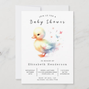Pastel Bewerkbare Eend Baby Shower Kaart