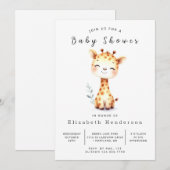 Pastel bewerkbare Giraffe Baby shower Kaart (Voorkant / Achterkant)