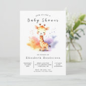 Pastel bewerkbare Giraffe Baby shower Kaart (Staand voorkant)