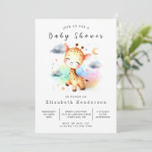 Pastel bewerkbare Giraffe Baby shower Kaart (Staand voorkant)