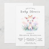Pastel bewerkbare Giraffe Baby shower Kaart (Voorkant / Achterkant)