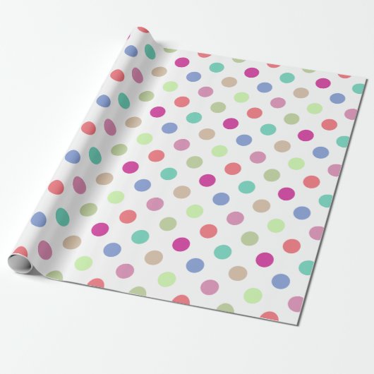 Pastel Big Dot Polka Dot Wrapping Paper Cadeaupapier (Uitgerold)