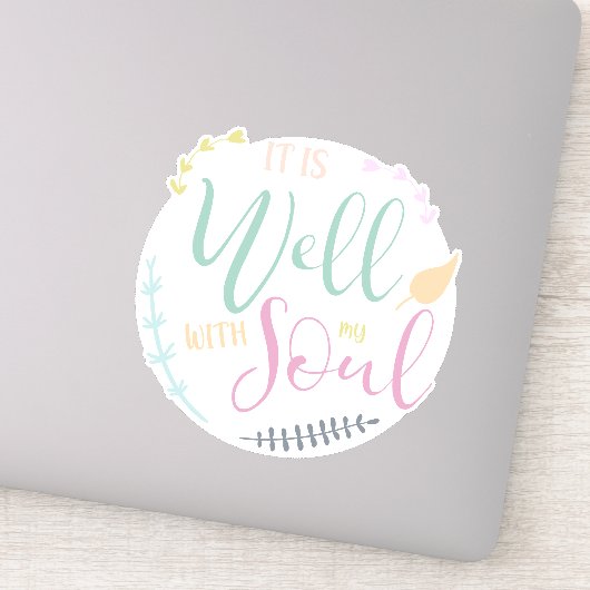 Pastel Bijbelcitaat Het is goed met mijn ziel Sticker (Detail)