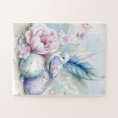 Pastel Bird, Peony and Easter Eggs Legpuzzel (Horizontaal)