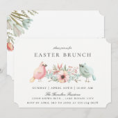 Pastel Birds Floral Easter Brunch Uitnodiging (Voorkant / Achterkant)