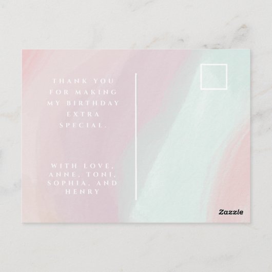 Pastel Birthday Bedankt voor het Briefkaart. Briefkaart (Achterkant)